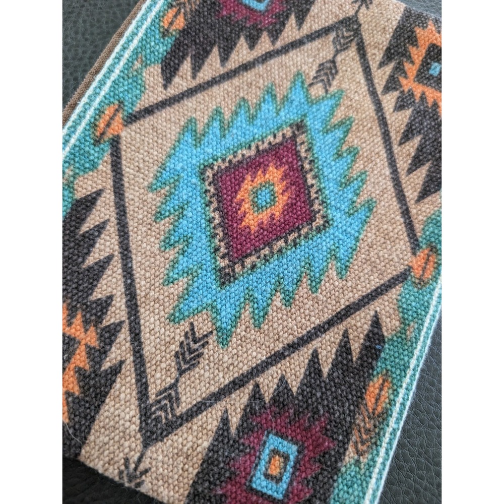 Pine Creek Wristlet Womens Small Teal Bag Aztec Western Print Makeup Travel NWOT - Picture 3 of 10